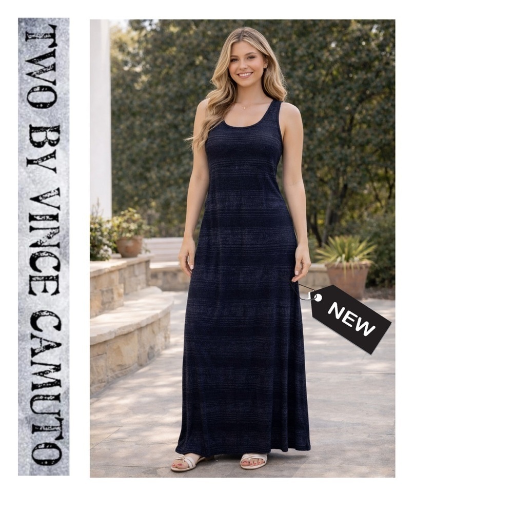 NWT Two by Vince camuto navy metallic maxi dress